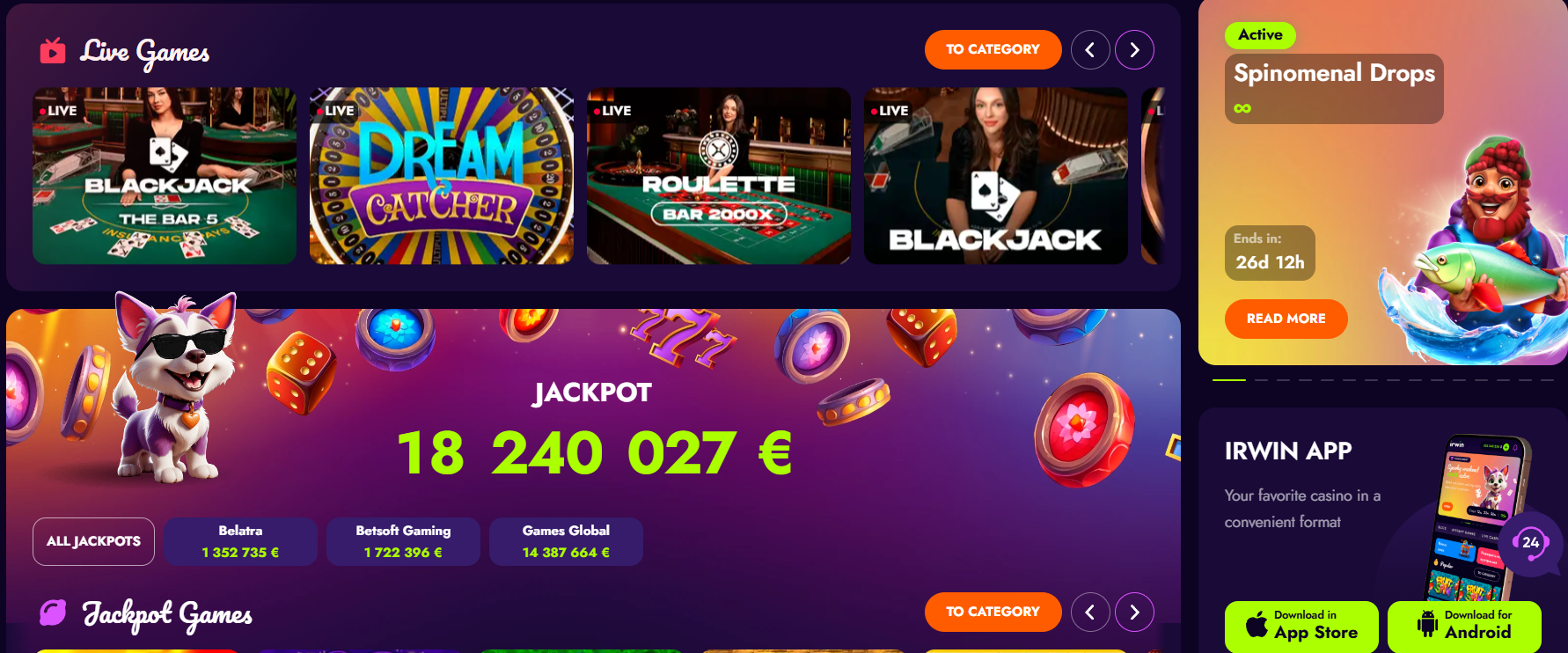 Populiariausi mobilūs kazino internetu 2025 Irwin Casino