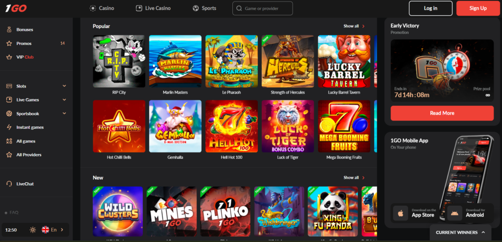 Populiariausi online casino 2025 1Go casino