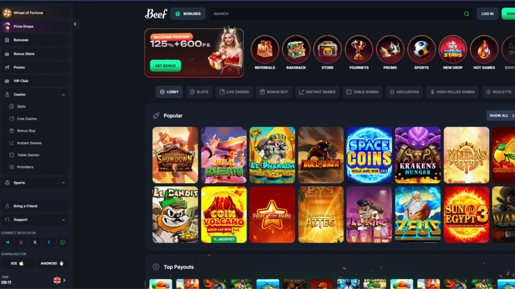 Beef kazino internetu lažybos